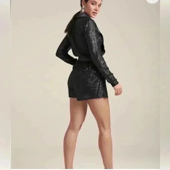 Sequin Tuxedo Romper - Picture 2 of 15